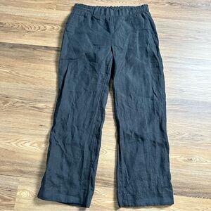 Lilly Pulitzer Deri Linen Palazzo Pants Women Medium Black Pull On Beach Neutral